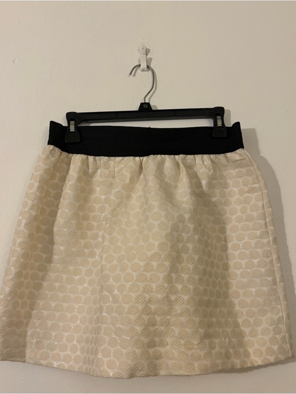 Jessica Cream Brocade A-Line Skirt with Black elastic Waist